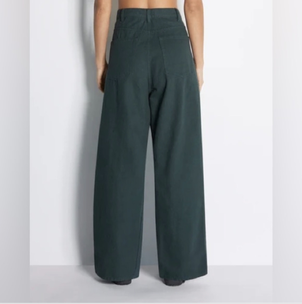 Roucha Diana High Rise Pleated Wide Leg Denim Trousers - Teal, size A? - Picture 2 of 7